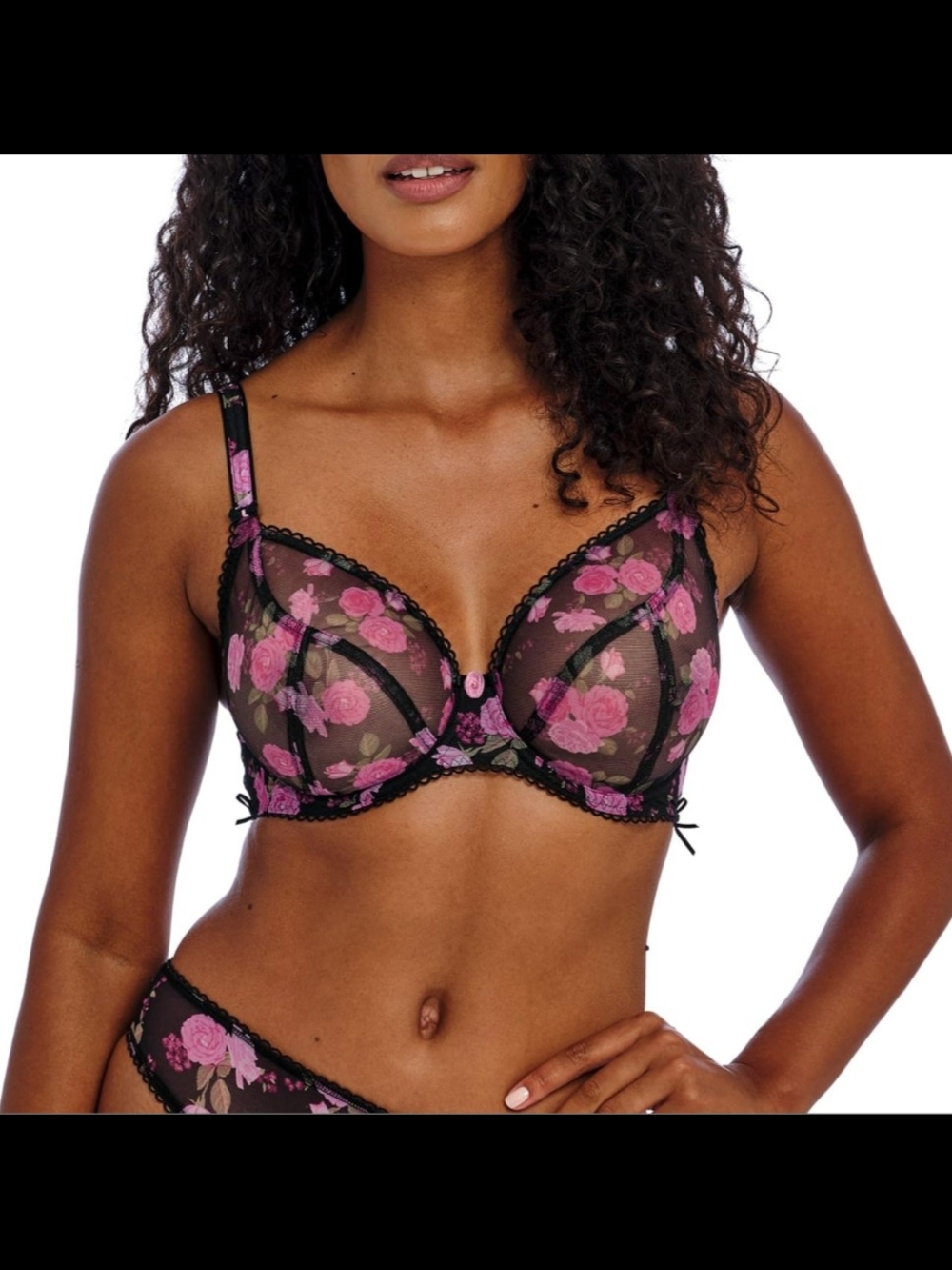 Sheer Pink Floral Underwire Bra